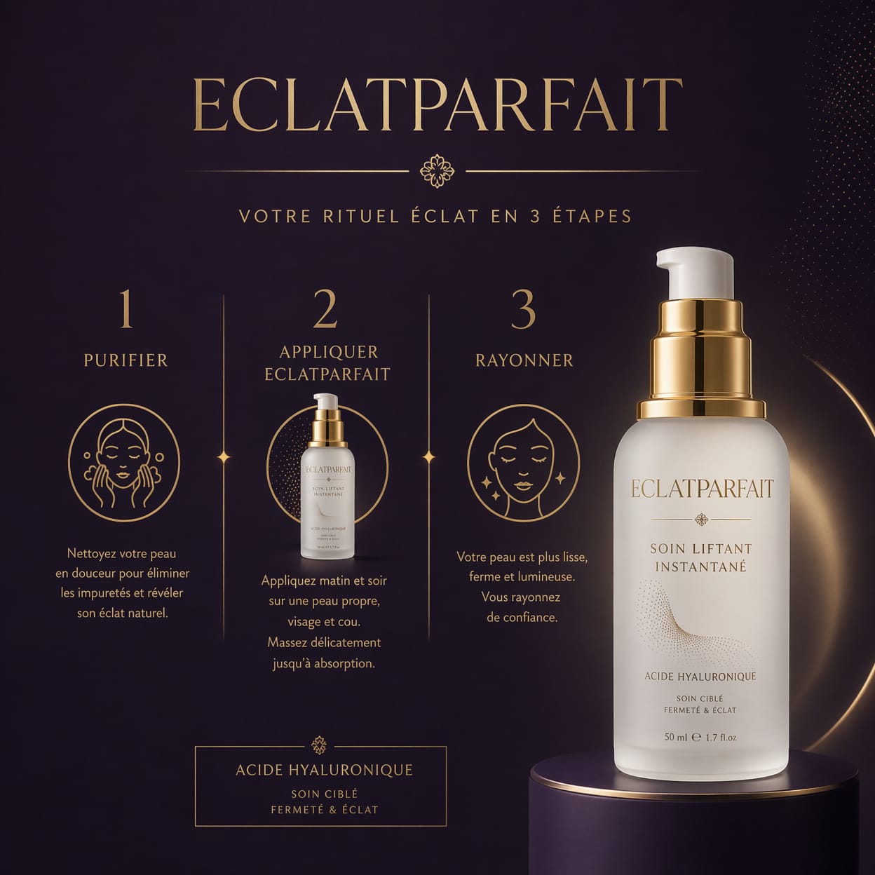ECLATPARFAIT - Crème Liftante Instantanée à l'Acide Hyaluronique