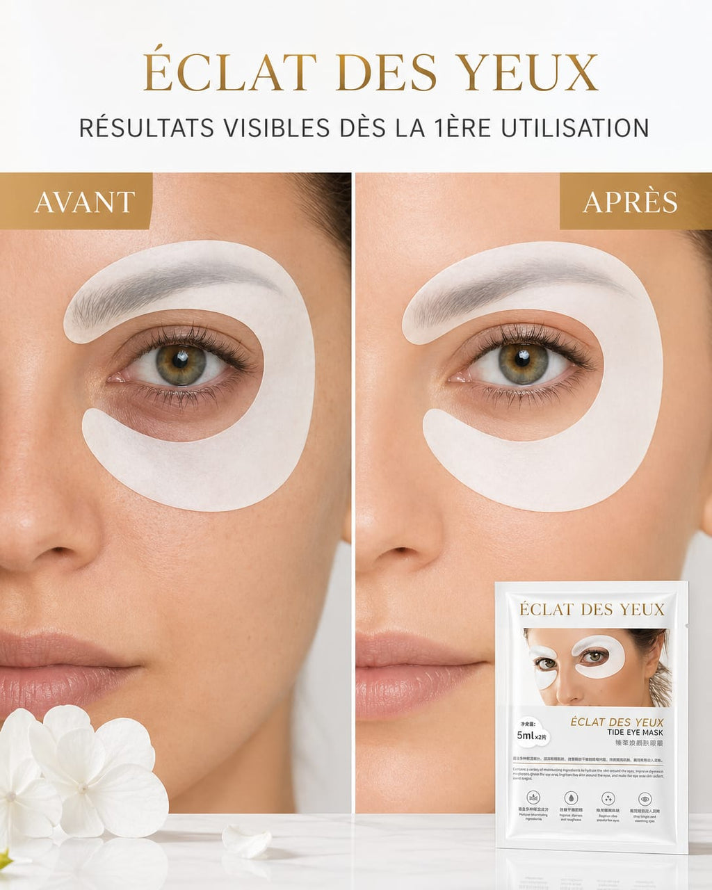 ÉCLAT DES YEUX - Masques Yeux Anti-Rides & Éclaircissants
